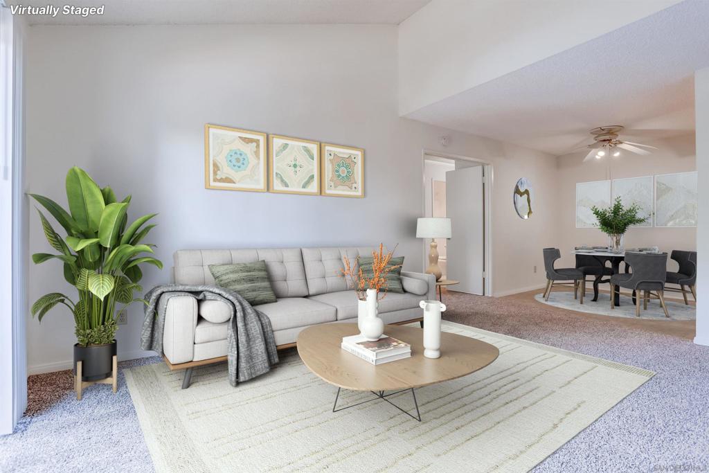 Beautiful top-floor 1-bedroom, 1-bath Condo in the sought-after Quail Creek community of Mira Mesa. This spacious 686 sq. ft. home features vaulted ceilings, large windows & balcony with tree-top views, and brand-new carpet in the living room and bedroom. The oversized primary bedroom offers a walk-in closet for plenty of storage. Enjoy resort-style amenities including a pool, spa, tennis court, clubhouse, and tranquil water features-all in a quiet location away from street noise. Assigned covered parking included. Quiet Top-Floor Condo with Tree-Top Views! Beautiful top-floor 1-bedroom, 1-bath Condo in the sought-after Quail Creek community of Mira Mesa, San Diego. This spacious 686 sq. ft. home features vaulted ceilings, large windows & balcony with tree-top views, and brand-new carpet in the living room and bedroom. The oversized primary bedroom offers a walk-in closet for plenty of storage. Enjoy resort-style amenities including a pool, spa, tennis court, clubhouse, and tranquil water features-all in a quiet location away from street noise. Assigned covered parking included. Conveniently close to Mira Mesa Market Center, shopping, dining, parks and easy freeway access to the 15, 805 and 56. Ideal for first-time homebuyers, downsizers, or investors looking for a prime San Diego location.