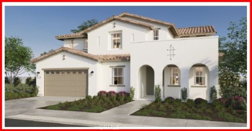 New Construction - Luxury Home Built by D R Horton. This stunning 4172 Sq Ft California Spanish Exterior Home will offer [5] Bedrooms and [5.5]  Bathrooms. This big-beautiful home is perfect for entertaining friends and your growing family with a Junior suite located on the main level along with a study and a formal dining room. The great room has a California room [covered patio] just outside the sliding doors and is open to the gourmet kitchen that features an Butler's pantry area with walk-in. You still have time to choose the color of your Quartz Countertops and Cabinetry, Kitchenaid Appliances that will include a [5] Burner Gas Built-In Cooktop, Microwave and Dishwasher. Upstairs you will find the owners suite with two separate large walk-in closets that straddle the luxury bathroom with dual sinks, a large walk-in shower and free-standing soaking tub. There are [3] additional bedrooms, two with ensuites and two with walk-in closets, a full bathroom with tub in hallway, a large loft, and full laundry room with sink. There is a [3] car tandem garage with direct access from the garage into the home's "drop zone" vestibule.  This home comes complete with Smart Home Technology which means you can access so many things directly from inside the home on the main panel or directly from your Smart Phone. Located minutes from shopping, dining and downtown Riverside, it is the perfect place to live. We anticipate this home will be ready for move-in January 2026.



* Solar is Included in the Price of the Home with No Additional Cost to your Buyer *

*Floorplans are Subject to Change*