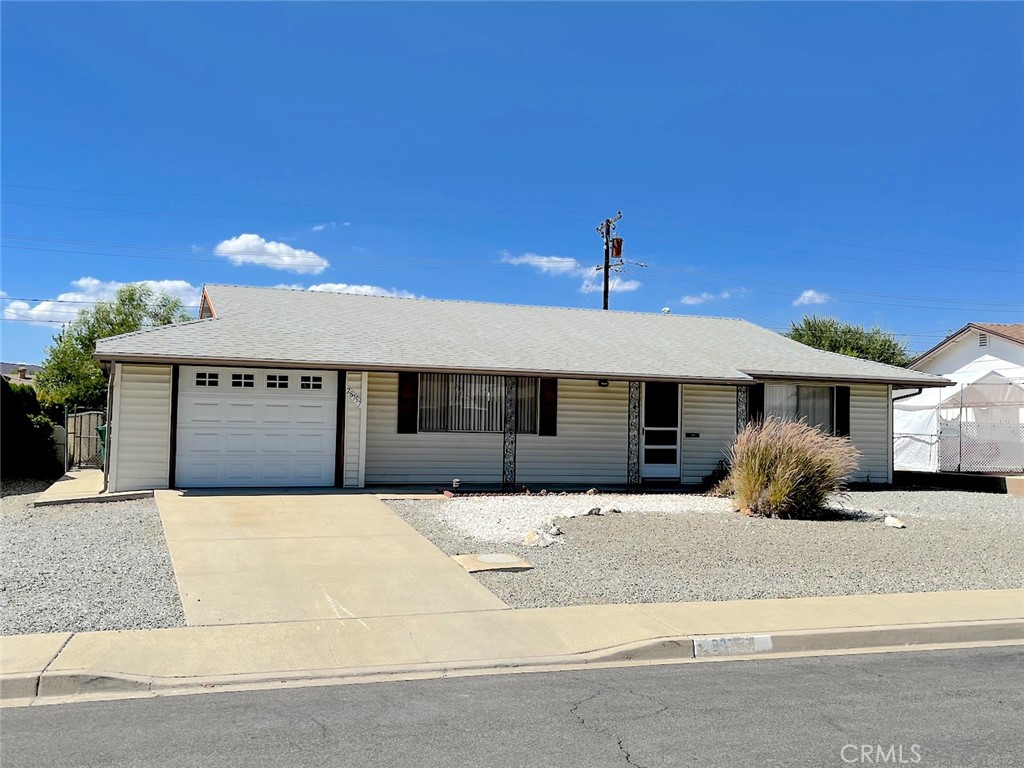 Adorable 55+ senior home located in the Sun City area of Menifee. New roof just installed! This 2 bed, 1 bath home features dark, luxurious carpet in the living room and bedrooms and tile in the entry, hall, bathroom, kitchen and dining area. Both bedrooms have ceiling fans. Brand new sliding door to the backyard was just installed. The backyard is spacious and has a covered patio! The utility room is large and is accessed from the interior of the home. This wonderful senior home is move in ready!