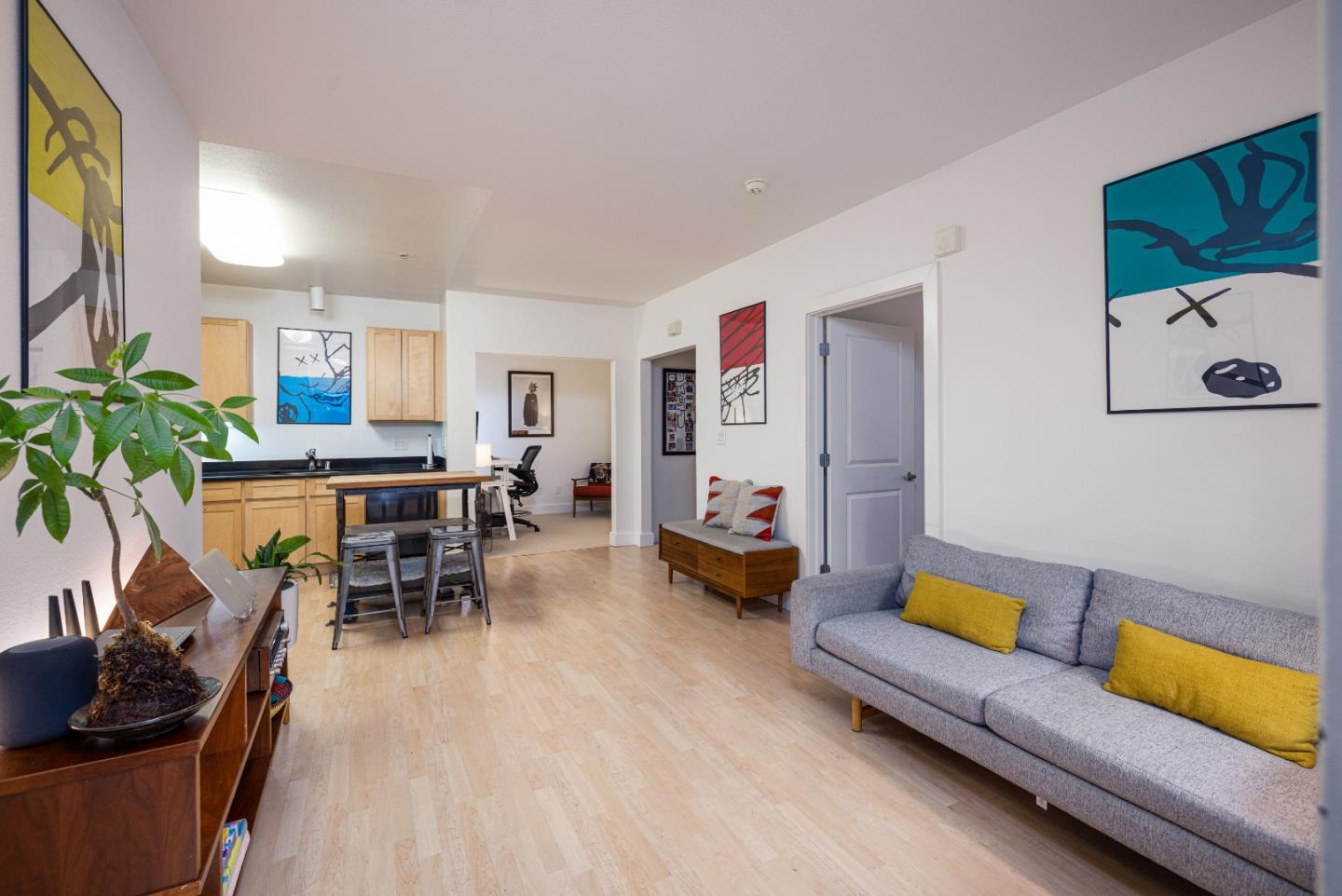This beautiful 1 bedroom condo located in Oakland's KONO district, embodies The Town's rich culture and exemplifies the Oakland lifestyle. Built in 2004, the unit has newly installed carpets and fresh paint plus convenient in-unit laundry. As part of the HOA fee, you will have the highly reliable Google Web Pass in-unit. There's also an additional space that can be used as an office or for any guests that may visit. From the living room you'll have a great view of the plush green courtyard and you're just an elevator ride away from the rooftop deck which provides you with 360-degree views of Uptown. The neighborhood boasts a wonderful nightlife and a strong arts community. 2407 Telegraph is located in the heart of where Oakland's First Friday is held, a place for local artists and small businesses to showcase their talents and for people to celebrate arts, culture, food and their community. Unit comes with 1 parking space. Near Lake Merritt, Whole Foods, 9th Street BART, 580 and 24.