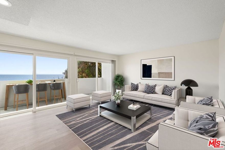 Welcome to your Malibu dream home with unobstructed 180-degree ocean views! This  lower-floor of only 2 floors,  front-unit vacancy in a 20-unit building offers 2 bedrooms, 2 bathrooms, and the perfect blend of coastal luxury and comfort. Enjoy a fully remodeled, crisp all-white kitchen w/ new appliances that opens to the dining and living areas, creating the ideal space for entertaining while soaking in the sweeping ocean vistas.The home features hardwood floors throughout, in-unit washer/dryer.   The primary bedroom has an ensuite bathroom w/  double sinks and a shower and the second guest bedroom has a detached bathroom w/ tub/shower. Gated parking and a quiet neighborhood offer added peace of mind. Ideally located between Sunset and Topanga, you're just minutes from Santa Monica, Woodland Hills, and Downtown LA. Walk to top restaurants like Gladstones and visit the Getty Villawith your own anytime pass included.  One secured parking space is provided.   Additional guest parking is easy on Coastline.  Passes to the Getty Villa included.  Live the ultimate Malibu lifestyle today!  Photos are virtually staged