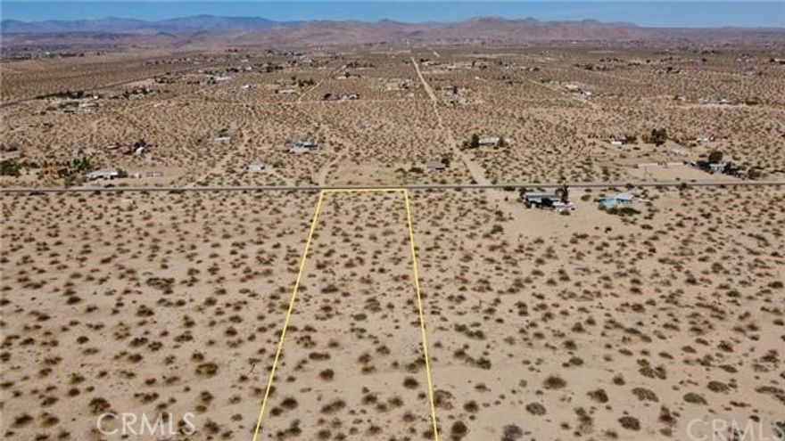 Commercial Rural Land on 2.58 acres available on the road to the Integratron! Skip the red tape with the county’s Land Use department, no need to apply for lengthy, uncertain Minor or Conditional Use permits. This property’s CR - Commercial Rural zoning requires only site plans for a slew of business types: bed & breakfast, cafe, bar, restaurant, outdoor entertainment, etc. Fantastic opportunity limited only by your imagination. All the tourists on the way to the Integratron, Giant Rock, Gubler’s Orchids, and Homestead Valley Park drive by this site. Build it and they will come! Only one Joshua Tree on the property means unhindered development in regards to preserving these endangered trees. Property has been surveyed and electric/water is at the street.  Additional 5.88 acre neighboring parcel APN 0630031040000 available for sale also, or both parcels sold together at a reduced price. Buyer to do own due diligence.