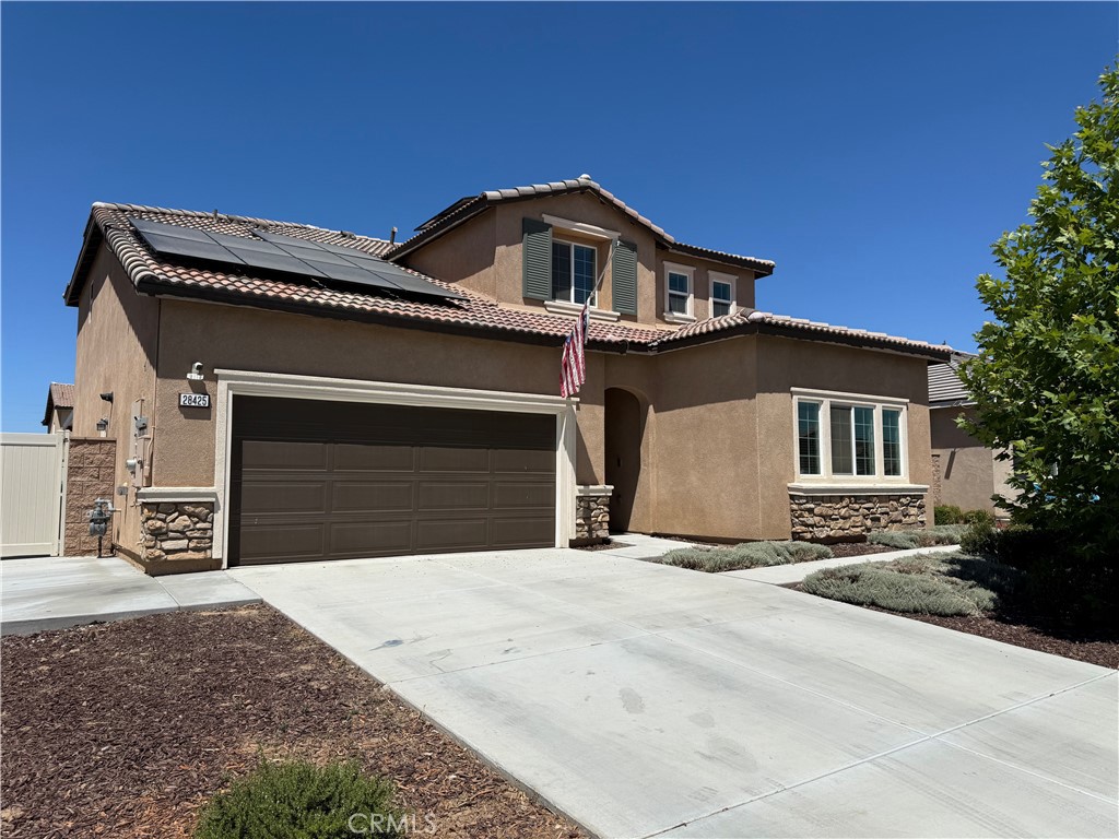 Multi gen living with room for family or the guests! This newer built home has so much to offer. Formal entry with custom flooring leading to the spacious kitchen and open family room. Kitchen is a chef's dream, large center island with breakfest bar, upgraded appliances, lighting features, Quartz counters, pantry and lot's of storage in the beautiful cabinets. Family room has plenty of room to relax and watch your favorit movie with famiily and friends. Upper level offers a loft for the home office or for the kids. 2 guest rooms, guest bath, over sized main bedroom with large bath. Seperate laundry just off the main bedroom.
Did I mention the attached casita! Single bedroom, seperate living space, small kitchen space, pprivate bath with it's own private entrance. Rear yard is waiting for that perfect pool. Custom patio and cover which has 3 ceiling fans and lighting features. Vinyl fencing, large lot, solar, No HOA and ready for move in.