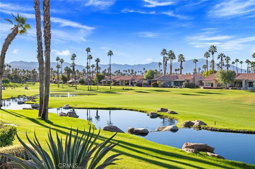 Step into a sun-drenched desert retreat where elegance meets leisure. This desirable Cottonwood model 3-bedroom, 2-bathroom condominium is more than a residence — it’s a gateway to the Palm Valley Country Club lifestyle, a place where mornings begin with golden light spilling across the fairways and evenings end with breathtaking mountain silhouettes. Vaulted ceilings and expansive windows invite natural light, creating a seamless flow between living, dining, and kitchen areas. Outfitted with granite countertops, stainless steel appliances, and custom cabinetry, it’s designed for both casual breakfasts and gourmet entertaining. Master suite sanctuary is a spacious retreat with direct patio access and a spa-inspired bathroom. Guest bedrooms are thoughtfully placed for privacy, perfect for hosting family or friends. With Designer touches, Plantation shutters, warm flooring, and a cozy fireplace add charm and sophistication. Private patio oasis complete with a built-in BBQ, ideal for sunset dinners overlooking a shimmering pond and manicured greens. All in a Gated community with 2 Ted Robinson 18-hole golf courses, Tennis and pickleball courts, a beautiful clubhouse, 46 swimming pools, trash, cable tv, internet included. With first-class amenities, this fully furnished, turn-key property is one you cannot pass up!