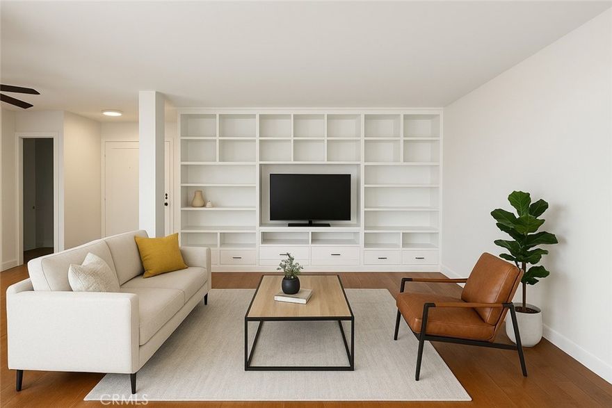 Experience luxury living in this beautifully renovated 2-bedroom, 2-bath condo with a den combines elegance, comfort, and function. Step through charming French doors into a bright, open-concept layout filled with natural light, smooth ceilings, and engineered hardwood floors. Every detail has been thoughtfully curated with high-end finishes for today’s discerning homeowner. The spacious living room flows seamlessly into a versatile den/breakfast nook, while the dining area doubles as a home office or creative flex space. The chef’s kitchen is a showstopper — featuring custom Shaker cabinets with soft-close drawers, marble and glass mosaic backsplash, and premium quartz countertops with abundant prep space. Each bedroom offers generous proportions and a tranquil retreat. Both bathrooms are fully remodeled spa sanctuaries, showcasing modern tilework, comfort-height vanities, and luxury shower panels with rainfall heads, body jets, and handheld wands. The primary ensuite features a stunning frameless glass shower with four-panel doors. Additional highlights include ample in-unit storage, plus extra storage above two secured garage parking spaces. The community offers a sparkling pool and spa, controlled access, on-site laundry, security cameras, and earthquake insurance. Nestled in the heart of Silicon Beach, just moments from Culver City, Playa Vista, and Westchester, you’ll be surrounded by global innovators Google, YouTube, TikTok, Belkin, Warner Bros, and more. Enjoy proximity to LMU, USC, SOFI Stadium, The Forum, LAX, UCLA, and major freeways (405, 10, 105). This stylish condo offers the perfect blend of convenience, luxury, and value. (Home has been virtually staged and is currently vacant)