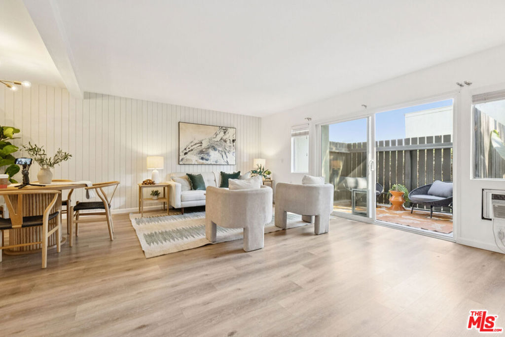 Upon entering this ground-level end unit, you will experience an open-concept living and dining area that leads to the exclusive patio, creating a seamless indoor-outdoor flow. Boasting an open and airy floor plan, this home is filled with natural light. Unit features newer laminate flooring throughout, an ultra-private patio perfect for relaxing or entertaining with storage room, and two covered (tandem) parking spaces. The spacious layout includes two generous bedrooms and two newly renovated bathrooms. The primary bedroom boasts two large closets and an en-suite full bath. Tara Hill is a pet-friendly, resort-style community with fantastic amenities, including a 24-hour guarded entry, two pools, two spas, a clubhouse, a fitness center, a playground, and beautifully manicured grounds. The HOA covers earthquake insurance, gas, water, trash, Spectrum cable, and high-speed internet, offering exceptional value! Conveniently located near major hubs like Sony and Amazon Studios, the Expo Line and multiple freeways, commuting is a breeze. Plus, you're just minutes from Downtown Culver City's vibrant restaurants, shops, and entertainment, as well as nearby highlights like the Ballona Creek bike trail, a dog park, Westfield Mall, and West LA College. Enjoy the best of Westside living in this delightful Culver City gem