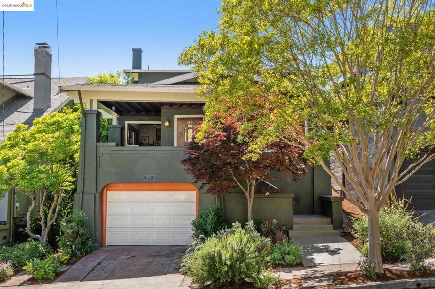 Elegance, light, and Craftsman accents abound. This charming 3-bedroom, 2-bathroom home is characterized by simple clean lines and warm natural wood finishes. Large living room is accented with a stepped ceiling design and windows that look out onto a Japanese maple. Dining room has French doors which open onto the front porch. The geometric designs on the large built-in are impressive as is the plate rail trim. The kitchen is very special indeed. Designed to be the gathering spot of the home with chef-level appliances, handsome stone countertops, custom cabinets, and a tile floor. This fantastic space opens seamlessly onto the gardens and patio. On the main level is a big bedroom plus a full bath with a shower over tub. Upstairs are two additional generously sized bedrooms. Upper bath has been updated with a very respectable walk-in shower. Outside is stunning. Yard has a stone patio, an active vegetable bed, and a wood deck intended for outdoor dining – embrace the Oakland weather! At street level is a huge attached garage - this zone can fit whatever you need. An added bonus is the engineered seismic retrofitting. This attractive Lakeshore neighborhood on Kenmore is nestled in among other tree-lined streets, vibrant architecture, and turn-of-the-century homes. WalkScore 82