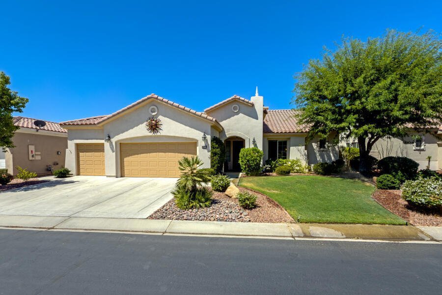 Desert Getaway with Mountain Views Retirement Community of Sun City Shadow Hills, Golf Cart Included! South Facing Leisure... Enjoy resort - Lifestyle living in this beautifully furnished turn key San Rafael Model home in Highly Sought after Active Adult Community. This home is conveniently located to the Montecito Clubhouse, Enjoy Pools, Spas, miles of walking trails. Spacious open concept layout with Great Room, Cozy Fireplace and Stunning Santa Rosa Mountain and Golf Views! Updated Kitchen with Quartz counters, walk in pantry, stocked for easy entertaining, plus island seating and adjacent dining. Primary Suite with Queen bed, Golf & Mountain Views, Desk. Primary Bath with Dual vanities, soaking tub, separate shower, walk in closet. Jack and Jill Guest Bedrooms for privacy, plus a large Den with Sleeper Sofa and privacy doors. Laundry Room with utility sink, 3 car garage, plus golf cart space. Use of Golf Cart included. Freezer & extra Fridge in garage!Avail Nov-Dec 2025. Leased Jan-April 15, 2026. This home is located near the Main Montecito Clubhouse! Enjoy miles of Walking Trails! Nearby Casinos, Acrissure Arena, Hiking, Shopping, Dining all within close proximity.