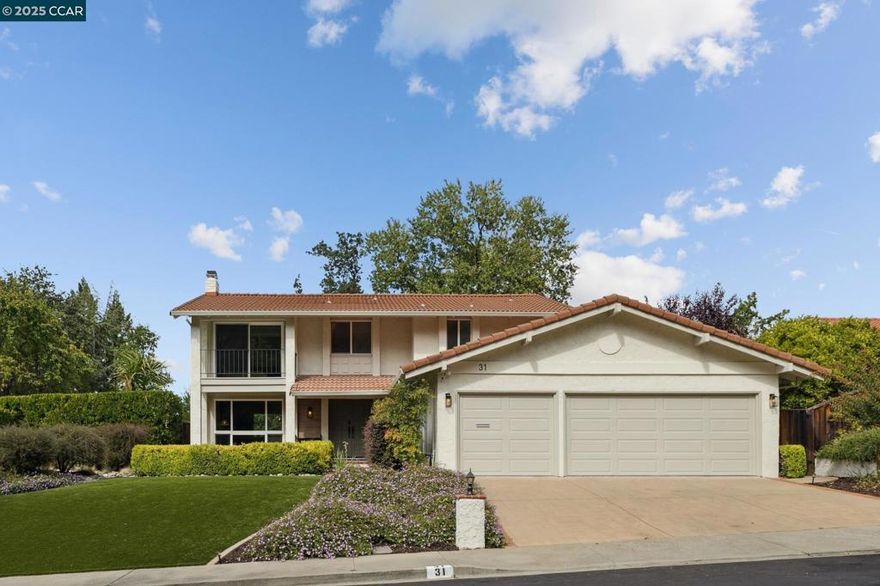 Livorna Elegance! This beautifully reimagined, 4 bedroom, 2.5 bathroom home blends timeless elegance with modern comfort. Offered for the first time by its original owner, this home in the coveted Livorna Estates of South Walnut Creek is framed by serene hillside views.  It's just around the corner from Rudgear Park with tennis, pickleball, basketball, and playgrounds. Fresh paint, new flooring, designer lighting, and dual-pane windows enhance comfort and style.  The updated kitchen features a gas range and newer appliances. An expansive three-car garage adds convenience and storage. The private, low-maintenance yard invites peaceful evenings and effortless entertaining, with room for play, a grass lawn/garden, or even a separate office/studio. Award-winning Alamo Elementary is within the neighborhood, and easy access to Highways 680 and 24 ensures easy commuting. Nearby, downtown Walnut Creek, Alamo, Lafayette, and Danville offer dining, shopping, and endless trails. What truly sets this home apart is the community itself—Livorna Estates is a one-of-a-kind neighborhood - Livorna pool gatherings and Dolphins swim meets, children with backpacks heading to school, Halloween block parties, and evening dog walks, create a sense of connection that is simply unparalleled.