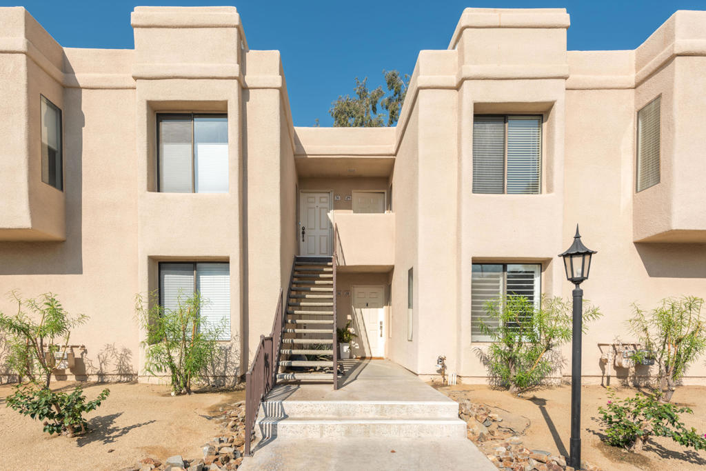 Welcome to Canyon Shores! A serene, gated community spanning more than 16 acres of beautifully landscaped grounds in Cathedral City, just minutes from downtown Palm Springs, the airport, and everyday conveniences.This immaculate top-floor 2 bed / 2 bath condo offers nearly 1,400 sq. ft. of bright, open living space with a peek-a-boo mountain view. Pride of ownership is evident throughout with recent upgrades including new large-format tile in the entry and bathrooms, two fully remodeled bathrooms with stylish vanities, mirrors, exhaust fans, and recessed lighting, new carpet, fresh paint, and new vertical blinds in the living and dining areas. Additional highlights include an AC system, washer, dryer, and microwave, all just 2 years old. The thoughtful floor plan features a spacious living room, dedicated dining area, large breakfast bar, and a generous balcony perfect for relaxing.Canyon Shores elevates resort-style living with five sparkling pools and spas, lush walking paths that wind past lagoons and streams, a well-equipped gym, four lighted tennis courts, four pickleball courts, two saunas, a library, and a welcoming clubhouse. Offering the perfect blend of comfort, style, and resort amenities. Rent includes water and trash and access to all the amenities the community has to offer! This home could be your own desert retreat. Call to setup a viewing today.
