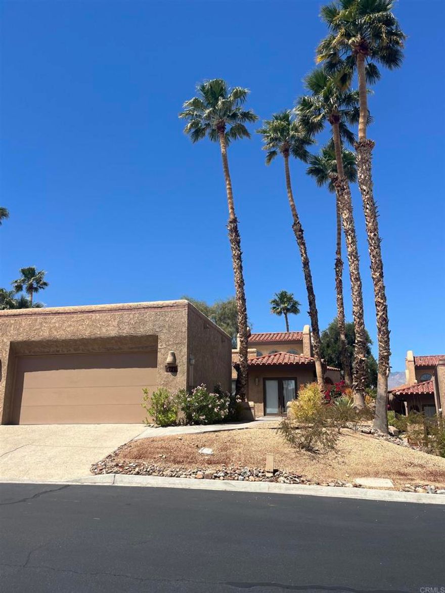 RAMS HILLS GOLF COURSE!!! Welcome to 4949 Desert Vista Drive, a beautifully maintained 3-bedroom, 2-bath residence located in the prestigious gated community of Rams Hill—Borrego Springs’ most sought-after golf resort enclave. Currently operating as a successful 5-star VRBO, this home offers the rare opportunity to own a proven income-producing property or enjoy it as your own peaceful desert retreat.  Positioned on a prime lot with no rear neighbors, the home captures stunning panoramic views of the surrounding mountains, pond, and award-winning golf course. Inside, the open floor plan is filled with natural light and designed for comfort, featuring a spacious living area, large picture windows, a gated front courtyard, and a covered back patio—perfect for watching the sunset or stargazing under the dark desert skies.  Residents of Rams Hill enjoy access to a wealth of amenities, including a resort-style clubhouse with restaurant and bar, pool, spa, tennis and pickleball courts, and miles of hiking trails. The HOA fee covers front landscaping, roof, exterior maintenance, and more—making it ideal for full-time living or a lock-and-leave lifestyle.  Whether you’re looking for a personal getaway or a turnkey rental investment in one of Southern California’s hidden gems, this Rams Hill beauty is a rare find.