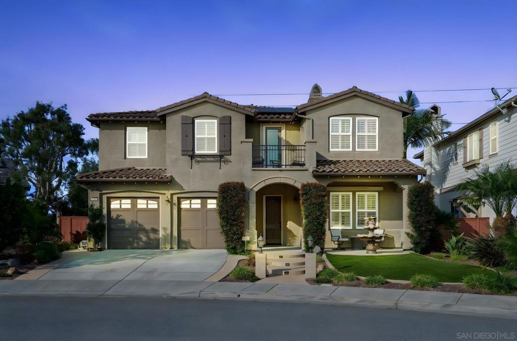 Just 2 miles from the sand, this stunning 5 bedroom, 4.5 bath, 3,888 sq.ft. home blends thoughtful upgrades with the relaxed charm of Carlsbad living. Inside, the heart of the home is the beautifully updated kitchen featuring newly refinished cabinets, quartzite countertops, a custom backsplash, large single basin sink, & gold hardware. A bright, open floor plan is enhanced by new tile flooring, newer designer carpet, fresh interior paint, plantation shutters, & new ceiling fans throughout. The layout offers exceptional flexibility with a downstairs guest bedroom & en-suite bath (just add a closet), an expansive upstairs loft with built-in bar, & another upstairs bedroom with its own private en-suite. Warm up by the double-sided living room fireplace or the separate family room fireplace, & take in breathtaking winter views of snow-capped mountains. Comfort is year-round with dual-zoned AC, a whole house fan, & 17 leased solar panels at $136/month. The exterior is equally inviting with low-maintenance artificial turf, an Alumawood patio cover, & an outdoor BBQ station complete with sink & fridge, perfect for entertaining while enjoying views! The garage boasts epoxied floors, & the roof underlayment has been replaced under all solar-covered sections for peace of mind. Living in Carlsbad means access to top-rated schools, beautiful beaches, scenic trails, golf courses, & a vibrant dining & shopping scene that's all just minutes from your doorstep. With its perfect location, upgraded features, & coastal charm, this home offers the very best of North County living.