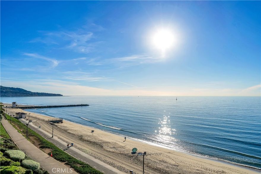Enjoy panoramic ocean views, golden sunsets, and refreshing coastal breezes from this beautifully appointed southwest-facing condo in Ocean Plaza.

This spacious 2-bedroom, 2.5-bath residence combines style and comfort with an open living and dining area, cherry plank wood flooring and a galley kitchen featuring quartz counters, abundant cabinetry, stainless steel appliances, and a wine fridge. Upstairs, both bedrooms boast breathtaking ocean views . Step unto your balconies to enjoy the breezes & vibrant colors of the sky. The primary suite includes a large walk-in closet and updated ensuite bath, while the secondary bedroom offers its own modernized bathroom and balcony. Outdoor living is a highlight with a generous front patio for entertaining or dining al fresco. Relax and take in the sunsets. A tandem garage provides convenient parking and storage. Ocean Plaza’s resort-style amenities include a sparkling pool, spa, ocean-view sun deck, gym, and clubhouse. From the garage, step directly onto the beach and bike path—just moments to the Redondo Pier, Veterans Park, and the sandy shoreline. Hermosa, Manhattan Beach, and Riviera Village with shops, cafés, and fine dining are all nearby. This home offers the ultimate blend of coastal lifestyle and everyday convenience—Your front-row seat to the South Bay’s coastal lifestyle.