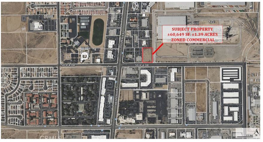 ±1.39 acre vacant land building pad of commercial zoning which is well poised for immediate development within a professional / medical campus development area. This parcel represents the last remaining vacant land parcel within the development. Perched high above Silica Dr with an increased elevation that will provide its future building unmatched identity and visibility. Just over 400 feet east of the signalized intersection at Hesperia Rd & Silica Dr. Very much the center of the High Desert Region, the immediate surrounding vicinity has transformed itself into a hub for medical office and service providers. Previously entitled for a ±14,377sqft medical / professional office building.