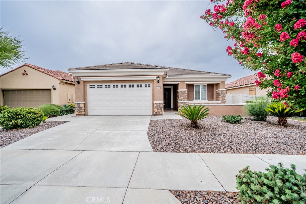 TURNKEY 2-BEDROOM + DEN | 2 FULL BATHS | 1,782 SQ. FT. | PRIVATE CUL-DE-SAC LOCATION!!
Welcome to this beautifully maintained home nestled in the highly sought-after 55+ Del Webb Solera Diamond Valley community. Located on a quiet cul-de-sac, this property offers the perfect blend of comfort, style, and low-maintenance living. The spacious open floor plan features a gorgeous kitchen with upgraded granite countertops, custom backsplash, a large island, walk-in pantry, stainless steel appliances, and convenient pull-out storage. The kitchen flows seamlessly into the dining and family rooms, highlighted by a custom-built entertainment center. The private master suite is filled with natural light and includes a spa-like bathroom with a walk-in shower, oversized soaking tub, and a large walk-in closet. The second bedroom is located on the opposite side of the home with a full bath nearby, making it perfect for guests. A versatile den/office provides additional space for work, reading, or hobbies. Additional highlights include:. Soaring 10-ft ceilings Tile flooring in all high-traffic areas. laundry room with wash sink and ample cabinetry. Tankless water heater. Freshly shampooed carpets. The welcoming front courtyard offers plenty of space for outdoor furniture, ideal for relaxing and enjoying the peaceful surroundings. The backyard is designed for easy maintenance with drought-tolerant landscaping, vinyl fencing, fruit trees, and French drains in both the front and back. A California-style covered patio and walkways on both sides of the home create a perfect space for outdoor entertaining. Residents of Solera Diamond Valley enjoy access to a resort-style clubhouse, featuring a fitness center with an indoor walking track, library, billiard tables, theater, indoor and outdoor pools, bocce ball, tennis, and pickleball courts, plus a full calendar of community events. Don’t miss this opportunity to own a beautiful turnkey home in one of the most desirable 55+ communities. Schedule your private showing and submit your offer today!