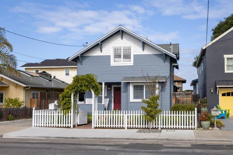 Charming 1920s Craftsman in Monterey's Coveted Oak Grove. Just four blocks from the beach, this beautifully updated 3 bedroom, 1.5 bath home of approximately 1,377 square feet blends vintage character with modern comfort. Filled with natural light and skylights, the flexible floor plan offers multiple living options, including a sunny bonus room that can serve as a family room, dining room, or main-level bedroom, plus a cozy upstairs nook perfect for reading or an office. Enjoy a remodeled kitchen and bath, newer roof, electrical, heating system, and sewer lateral. A detached artist studio/workshop adds creative space, and the fenced backyard offers privacy and charm. Centrally located near downtown Monterey, parks, the recreation trail, MPC, and the Naval Postgraduate School.