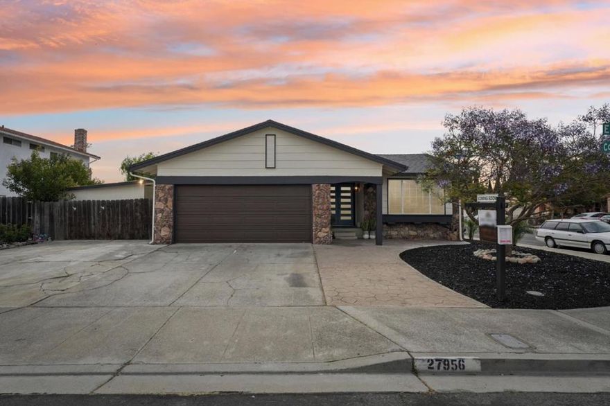 Beautifully remodeled in 2025, this stunning single-story home offers the perfect blend of style, comfort, and functionality. Situated on a large, quiet corner lot in the sought-after Glen Eden neighborhood, this 5-bedroom, 3-bathroom residence includes two spacious ensuite bedrooms ideal for multi-generational living. Step inside to soaring vaulted ceilings and an airy, light-filled living room featuring sleek recessed lighting and contemporary wide-plank flooring. The open-concept kitchen is a showstopper with brand-new cabinetry, elegant quartz countertops, and all-new stainless steel appliances, seamlessly connected to a bright dining area perfect for gatherings. Extensive upgrades throughout, including new plumbing, fresh interior and exterior paint, and modern finishes from top to bottom. Outside, the large backyard is a true retreat with mature fruit trees, a shaded patio perfect for BBQs, and a bonus storage room next to the attached 2-car garage. Additional highlights include brand-new AC, sun-tunnel skylights and a family-friendly neighborhood.  Conveniently located minutes from parks, schools, shopping, and Costco, with easy access to I-880, CA-92 and the San Mateo Bridge.  This move-in ready home checks every box. Don't miss this turnkey gem, your dream home awaits!