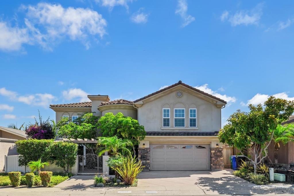 Custom 2005-built home in the desirable University City community. Exceptional craftsmanship and detail with travertine flooring throughout. Inviting courtyard opens to a grand turret entry and spacious living areas. Living room connects to a home office and formal dining with built-in buffet and wine fridge. Gourmet kitchen offers Thermador appliances, dual ovens, two dishwashers, warming drawer, walk-in pantry, and large island adjoining family room with fireplace, built-ins, and surround sound.