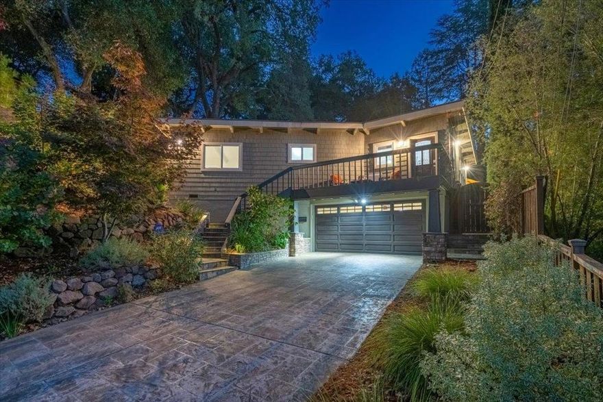 Mid-Century Modern 1 level home in prime downtown Saratoga w/Saratoga Schools. Enjoy the Best of California Living nestled in a quiet Cul-De-Sac yet steps to wonderful restaurants, coffee shops & more.  Remodeled & impeccably maintained, this Wonderful Home offers open concept living & seamless indoor-outdoor entertaining. Multiple areas for entertaining: the Chef's gourmet kitchen, formal dining room, warm & inviting living room, separate family room & stunning scenic outdoors.  The Gourmet Chef's kitchen features a new high-end Wolfe range & oven, Fisher & Paykel refrigerator, Bosch dishwasher, & sleek granite slab counters. The primary features a large walk-in closet & remodeled bathroom w/granite slab counter & designer tile shower w/edgeless glass.  The remodeled hall bath features tile flooring, granite counter & a shower/tub combo.  The ADU is perfect for guests & a separate office. Other outstanding features: Private location w/ no rear neighbor in view; gleaming wood floors, smooth coat drywall texturing, abundant dual pane windows w/soaring sunshine & scenic views, interior laundry w/extra storage, tankless water heater, upscale hardscape w/pavers & stunning stonework, lush landscaping w/room to play, & 2 car garage. The ideal oasis yet close to major employers.