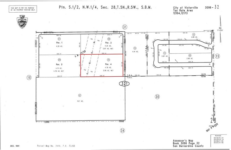 This 4.78-acre parcel on Fremont Rd in Victorville, CA, presents an excellent investment opportunity for developers looking to expand into a rapidly growing area. Located directly next to large residential subdivisions, this lot holds great potential for future development as Victorville continues to grow. With access via a dirt road, buyers are encouraged to verify utilities and zoning possibilities to maximize this property's value. Whether for residential expansion or long-term investment, this parcel offers a strategic location in San Bernardino County’s thriving High Desert region. Parcel No. 3096-321-10-0000, GPS: 34.49451, -117.4138.