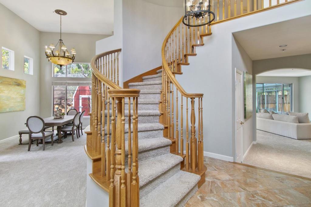 Welcome to Crystal Springs Estates neighborhood tucked away off Hwy 92 & 280. Featuring high ceilings, spiral staircase, living room with separate family room, dining room, large primary bedroom with 2 walk-in closets & spacious bathroom with double sinks. An additional suite with a bathroom & walk-in closet is located on the main level, 2 additional bedrooms, bathroom, & large office are located upstairs. The attached solarium is a great addition perfect for a breakfast nook. First & Last Months rent due at time of signing, along with a security deposit of $6,950 Please note that the staging has been removed and that the property does not come furnished. Please note a fee of $30 will be required for a credit check