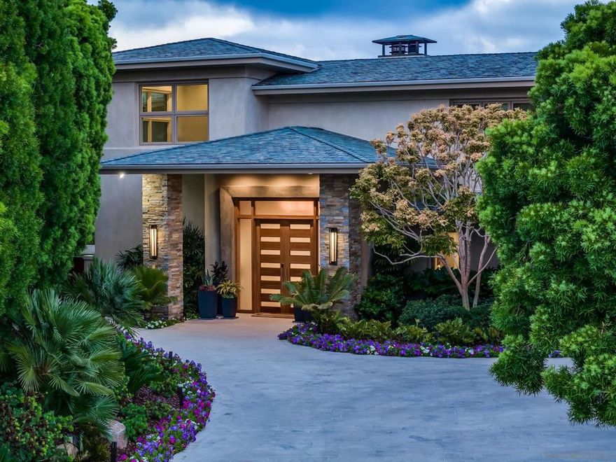 Totally rebuilt Estate & the quality level is at the highest level of attention: new limestone driveway, new French oak floors throughout, new bathrooms & the Master suites is stunning. The design is luxurious yet understated. One of the most private and secured estates in Rancho Pacifica in Rancho Santa Fe. Enjoy magnificent VISTAS , one-of-a-kind and located just 8 minutes from the Del Mar beaches and 20 minutes from Palomar private airport.  Exquisitely designed and built with impeccable taste, the Sophisticated and stylish estate infuses today's Technology with refined rooms. Brand-NEW Stunning zero edge pool perfectly frames the extensive grounds & views. With Sonos surround, Lutron lighting, private gym, large executive office, oversized living & entertaining spaces, integrated security, home generator, and only minutes from the Del Mar Racetrack, equestrian facilities, beaches, and shopping, this is the ultimate Rancho Santa Fe estate.