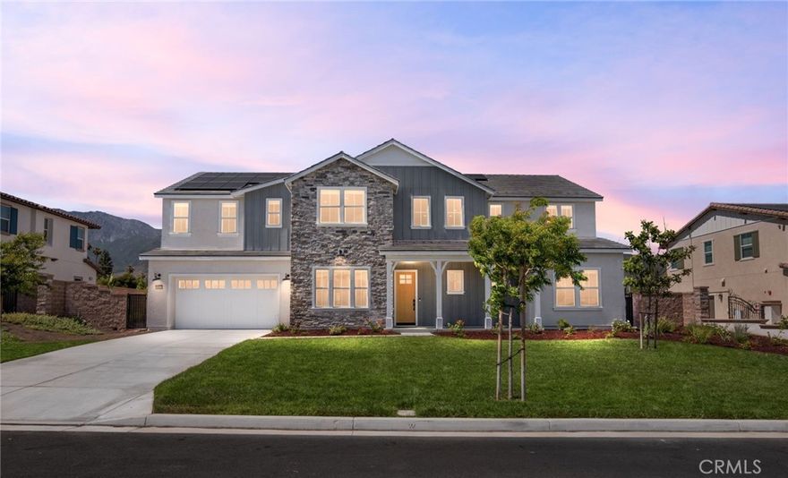 Welcome to 13428 Silver Sky Rd, where luxury, comfort, and thoughtful design come together in perfect harmony. Built in 2023 and masterfully upgraded, this exquisite residence sits in one of Rancho Cucamonga’s most desirable new communities, surrounded by beauty, serenity, and mountain views that steal the show. From the moment you step inside, you feel it: The spaciousness, the light, the calm sophistication that only a truly special home can offer. The chef’s kitchen is the heart of it all, designed for both everyday living and elevated entertaining, featuring an oversized waterfall island, high-end appliances, and a layout that flows effortlessly into the indoor-outdoor living spaces. The backyard is lush, private, and expansive - perfect for summer gatherings, peaceful mornings, and even your future dream pool. The open floor plan offers over 4,700 square feet of living space, with 5 bedrooms, a generous loft, and a bonus room that’s ideal as a home office, gym, or playroom. Downstairs, a private bedroom and bonus room create the perfect setup for multigenerational living. Upstairs, the primary suite is pure indulgence: A retreat with breathtaking views, a spa-inspired bathroom, and a custom walk-in closet that feels like a boutique. Every detail has been thoughtfully curated, from the designer lighting and fresh paint to the epoxy-finished 3-car garage with custom cabinets, potential room for RV parking, whole-house water filtration system, and paid-off solar. Located just minutes from Victoria Gardens, top-rated Etiwanda schools, parks, and dining. This is more than a home; it’s where beauty meets function, luxury meets ease, and every day feels just a little more elevated. Come experience the feeling of coming home to everything you’ve worked for and everything you’ve dreamed​​‌​​​​‌​​‌‌​​‌​​​‌‌​​​‌​​‌‌​​​‌​‌​​​‌‌​ of.
