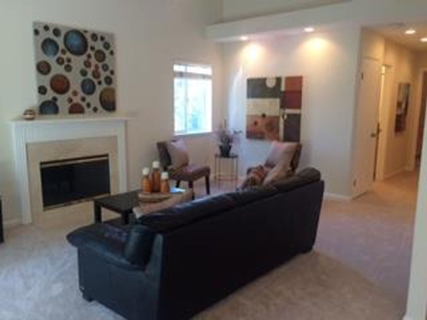 Sparkling Bright unit upstairs, within a small,quaint neighborly complex, Tiled Entry, High Ceiling Family room with Fireplace, High Ceilings in Both Bedrooms, Lots of natural light through out,  Kitchen includes stainless steel appliances, Granite Counters with Maple Cabinets, New Carpet and New Paint throughout, Walk, Bike, Ride to Santana Row and easy access to Highways, Unit also includes its own stacked Washer & Dryer, HOA fee covers, Water, Garbage and Community Laundry Area, a quick walk to parking..