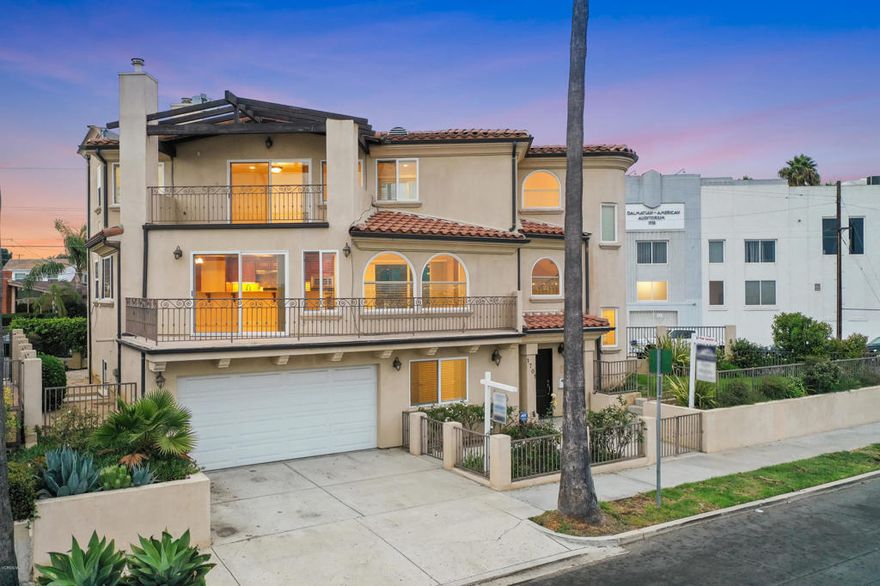 Luxurious, Designer Mediterranean home overlooking the bay and marina.   Views of the ocean, harbor, Catalina, City lights, mountain.  Single family home with 4 Balconies and 2 fireplaces.  Open living room with kitchen and maple cabinets, granite counters, stainless steel appliances.  Master Bedroom with double closets, 2 private balconies, luxurious bathrooms with large windows.  New paint and carpet.  Private ELEVATOR for easy access to all floors.  Near bike paths, Ports of Call, Cabrillo Marino and downtown.  Submit on Pets
