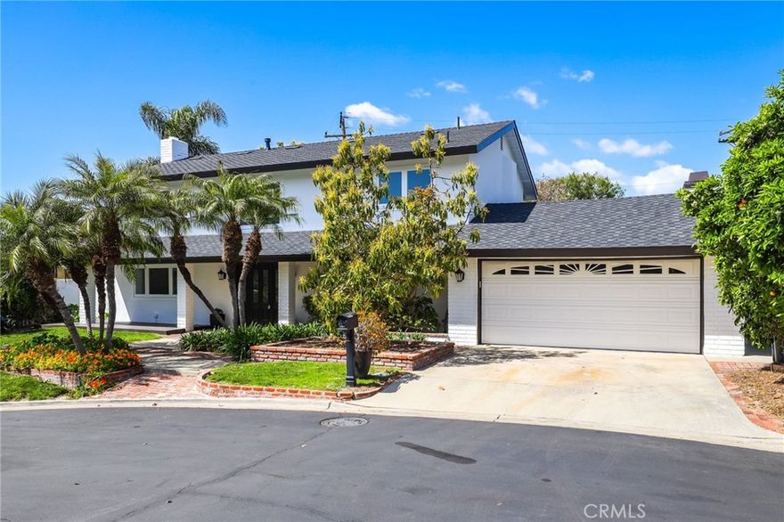 Move-in ready! Lovely family home in the Exclusive El Serrano Estates neighborhood , a private 13 home enclave in the heart of North Tustin. Rarely on the market. Easy walking distance to acclaimed Arroyo Elementary and Foothill High. Central HOA Pool, with adjacent shallow kids pool. No pool maintenance costs or headaches. Large barbeque, entertainment area poolside. Multiple mature fruit trees, including avocado trees on property. Storage sheds and garden areas. Exterior decking. Huge, gorgeous kitchen, with adjacent breakfast nook. Custom cabinets. Kitchen is connected to the large, open Family room. Bath rooms completely redone.  Dual sinks. Large shower in Primary. Walk-in closets. Mirrored closet doors. Separate Dining room. Den or Office downstairs--Possible bedroom. Brand new upgraded roof. See it before prices go up!