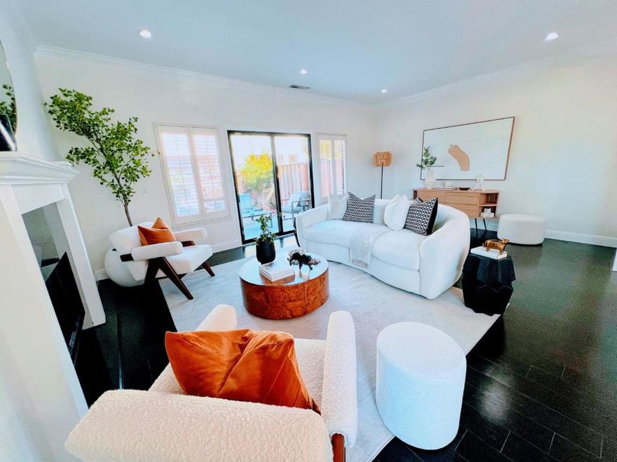 One of the largest 3 bed townhomes. Spacious 1,618 sq ft.  Renovated, contemporary design. Open floorplan with great flow for cooking and entertaining. Elegant tile flooring is both practical and modern. Kitchen is bathed in sunlight: lots of cabinets, natural stone countertops, and stainless steel appliances. New appliances, 5 yrs old. Tray ceilings & recessed details, enhanced by color-changing LED lights, add architectural interest. This corner home has natural light filling the space through expansive windows, sliding glass doors on two sides, and a large skylight. Recessed lighting provides a warm ambiance day or night. Practical floorplan with upstairs laundry area and three bedrooms. Oversized primary suite with a luxurious en-suite bath, double vanity, elegant LED  lights, modern black matte slim profile mirrors, and pre-wiring for a ceiling fan. Primary bedroom can accommodate a large king mattress plus room for computer desk. Private, extra-large wrap-around yard with patio for entertaining. HOA amenities swimming pool, tennis court, play area, club house, and walkway along lagoon. HOA covers water, sewage, garbage, roof, fence, exterior, etc. Great location, near FC Elem School, and  bus stop to middle & high school. Great condition and clean reports. Ready to move-in.