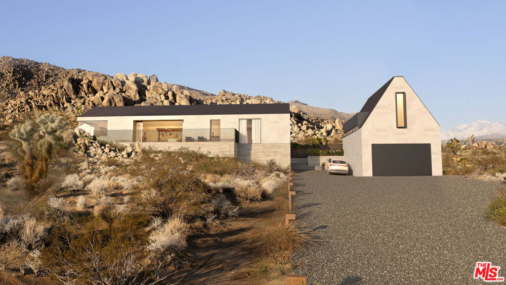 Visionary Architecture Meets Iconic Landscape Your Joshua Tree Dream Begins Here. A rare chance to create your ideal desert retreat, set against the dramatic beauty of sculpted boulders, sweeping panoramic views, and the quiet majesty of Joshua Tree National Park. Welcome to Rock Court, where bold design and natural harmony come together. Plans call for a thoughtfully crafted 4-bedroom, 4.5-bath residence designed to capture the essence of indoor-outdoor living. The main home features a spacious great room with fireplace, an open-concept kitchen with island and dining area, and a luxurious primary suite with sitting room and spa-style bath. Two detached guest casitas, each with ensuite bath, surround a private courtyard with full-size pool, spa, fire pit, and shaded outdoor dining terrace ideal for relaxed gatherings under the stars. A separate guest house offers its own kitchen, bedroom, bath, private view balcony, and covered parking. This turnkey offering includes architectural plans and a complete design package ready for execution. Contact the listing agent for more details and take the next step toward building something truly unforgettable in the heart of Joshua Tree.