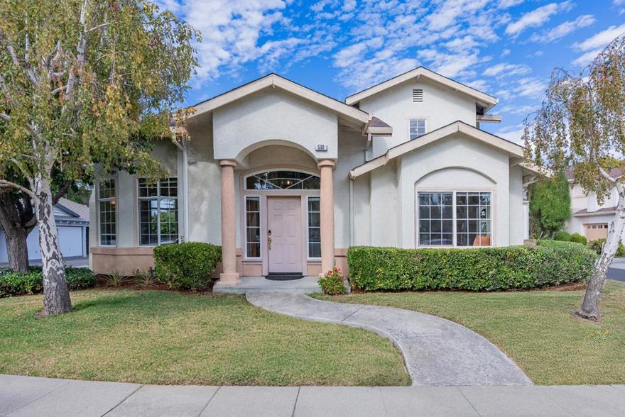 Towering 2-story stunner on a quiet corner lot just steps from Devonshire Park with its kids playground, this home combines comfort, style and convenience. Top-Rated schools are nearby and downtown Mountain View, with its lively farmers market, dining, shops and direct Caltrain/light rail connections, is only about 1.5 miles away. Inside, soaring ceilings, recessed lighting, dual-pane windows and a skylight fill the home with natural light, while warm laminate floors, central heat/AC and a cozy fireplace create an inviting atmosphere. The kitchen opens to the family room and serves as the heart of the home, showcasing high-end stainless steel appliances, quartz countertops with breakfast bar and a pantry. Upstairs, generously sized bedrooms each include their own closet, with the primary suite offering a private retreat featuring a large walk-in closet and spa-like bath with dual sinks and a stall shower. Additional highlights include an office nook overlooking the living room, a two-car garage with 240V EV charger and washer/dryer, as well as a private backyard ideal for entertaining or relaxing. Conveniently close to major tech campuses (Apple, Google, LinkedIn) and highways 85, 101 and 237, this home blends lifestyle, location and luxury. Do not miss this gem. It will go FAST!
