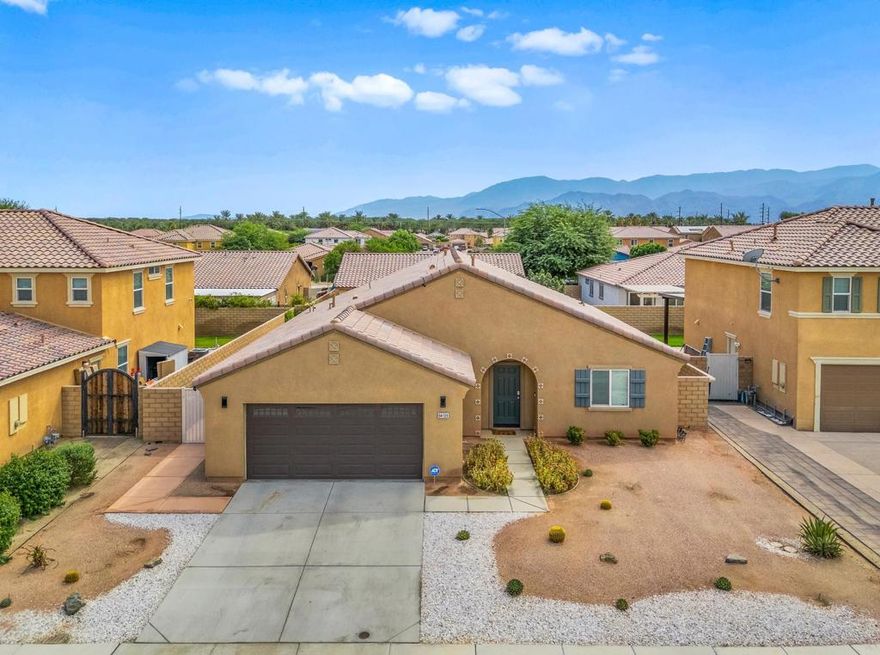 Welcome to 84109 La Jolla Ave -- a pride-of-ownership home located on a quiet cul-de-sac in the desirable Aventine community of Coachella. Lovingly maintained and move-in ready, this single-story 3-bedroom + den, 2-bath home offers comfort, style, and functionality with nearly 1,900 sq ft of smartly designed living space.Step inside to find an open-concept layout ideal for both everyday living and entertaining. The spacious kitchen features a large center island, quartz countertops, and abundant cabinetry, all flowing seamlessly into the dining and living areas. Durable flooring runs through the main areas. The primary suite includes a walk-in closet and private bath with dual vanities, while two additional bedrooms and a versatile den provide room to grow or work from home.Outside, enjoy low-maintenance desert landscaping, and a generous yard with room for a pool or outdoor upgrades. A 2-car attached garage, interior laundry room, and energy-efficient systems round out the features.This home shows true pride of ownership -- clean, well-kept, and cared for by its owners.Pets are on the premises -- please do not open side/back doors during showings.Minimum 24-hour notice required for all showings.Sale is contingent upon seller securing a replacement property. Flexible buyers and timelines are appreciated.