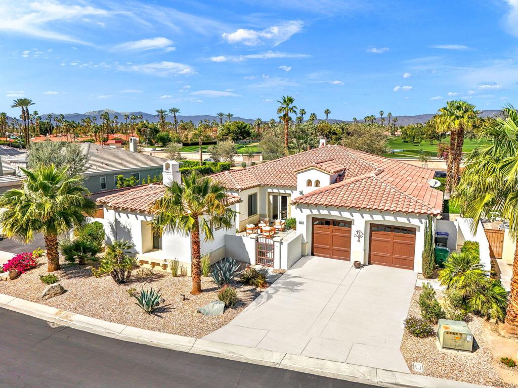 Checking all of your boxes! Central Palm Desert, low HOA, solar, guesthouse/casita, office, and much more... This single family home is located in Venezia in central Palm Desert. This gated community has a lot to offer only 94 homes and a low HOA $175/month. In close proximity to all the grocery stores, entertainment, and dining. This particular home is a highly desired floor plan in the community at 2,774 SF it features 3 bedrooms and 3.5 bathrooms, with a standalone guest house/casita and bonus office. The home is situated on a corner lot and only has 1 neighbor to the East giving this lot a true private feel. Lots of ample windows throughout the home give it nice natural light perfect for everyday living. Porcelain tile and nice clean contemporary finishes provide a nice clean vibe. The oversized kitchen and living room have a very open concept perfect for entertaining family or friends. Large 2 car garage with ample driveway space for more vehicles. This home is a phenomenal opportunity please call to schedule a private showing.
