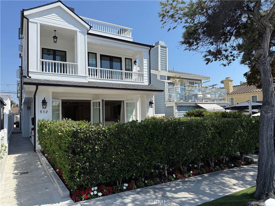 Experience luxury coastal living at its finest in this newly built, newly refreshed and painted 3-bedroom, 3.5-bath modern farmhouse, ideally positioned on one of the best streets in Corona Del Mar’s coveted “Flower Streets.” Fully furnished and meticulously maintained, this designer residence is available for short or long-term stays.

Step inside the spacious main level featuring a grand great room, gourmet kitchen with state-of-the-art Viking appliances, a large center island, formal dining area, and elegant living space with rich hardwood floors throughout. The open floor plan extends to a generous front patio, creating seamless indoor-outdoor living—perfect for entertaining or relaxing by the coast.

Upstairs, the luxurious primary suite is a true retreat with a cozy fireplace, spa-like bath, large walk-in closet, and private balcony. A second en-suite bedroom offers comfort and privacy, while a third en-suite bedroom opens to its own secluded outdoor deck.

An exceptional highlight is the rare abundance of outdoor living with THREE STUNNING ROOFTOP DECKS:

• A large bonus upper deck, almost fully enclosed with TV and lounge seating—perfect for watching the game or movie night.

• A dedicated fitness deck with gym equipment for convenient workouts at home.

• A sunny ocean-view deck for soaking in sunsets and enjoying the coastal breeze.

Additional features include a dedicated one-car garage plus an enclosed carport space, along with complimentary beach gear, towels, and linens for your stay.

Live just moments from the Goldenrod Footbridge, world-famous beaches, parks, hiking trails, Fashion Island, fine dining, and premier golf courses.

SHORT OR LONG TERM — INQUIRE FOR RATES AND AVAILABILITY!