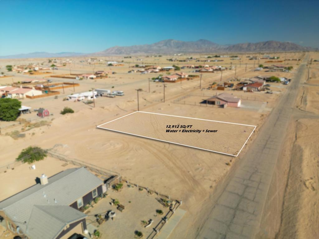 Explore the potential of this spacious 12,912 sq ft lot located near the intersection of Highway 86 and South Marina Drive in Thermal, CA (Salton City). This flat, buildable parcel is equipped with essential utilities: an electricity pole located at the rear of the lot, a water line available at the street, and access to a sewer line--making the construction process significantly easier. Whether you're looking to build your dream home or invest in land, this property offers exceptional value with the infrastructure already in place. Situated in the heart of Imperial County, this lot enjoys proximity to a growing region with exciting development potential. Just minutes away from local off-roading trails and recreational hotspots, it's perfect for adventure seekers and outdoor lovers. Explora el potencial de este espacioso lote de 12,912 pies cuadrados ubicado cerca de la interseccion de la autopista 86 y South Marina Drive en Thermal, CA (Salton City). Este terreno plano y apto para construir esta equipado con servicios esenciales: un poste de electricidad ubicado en la parte trasera del lote, una linea de agua disponible en la calle y acceso a una linea de alcantarillado, lo que facilita significativamente el proceso de construccion. Ya sea que busques construir la casa de tus suenos o invertir en terreno, esta propiedad ofrece un valor excepcional con la infraestructura ya instalada. Situado en el corazon del Condado de Imperial, este lote esta cerca de una region en crecimiento con un gran potencial de desarrollo. A solo minutos de senderos para vehiculos todoterreno y zonas recreativas, es perfecto para amantes de la aventura y de las actividades al aire libre.