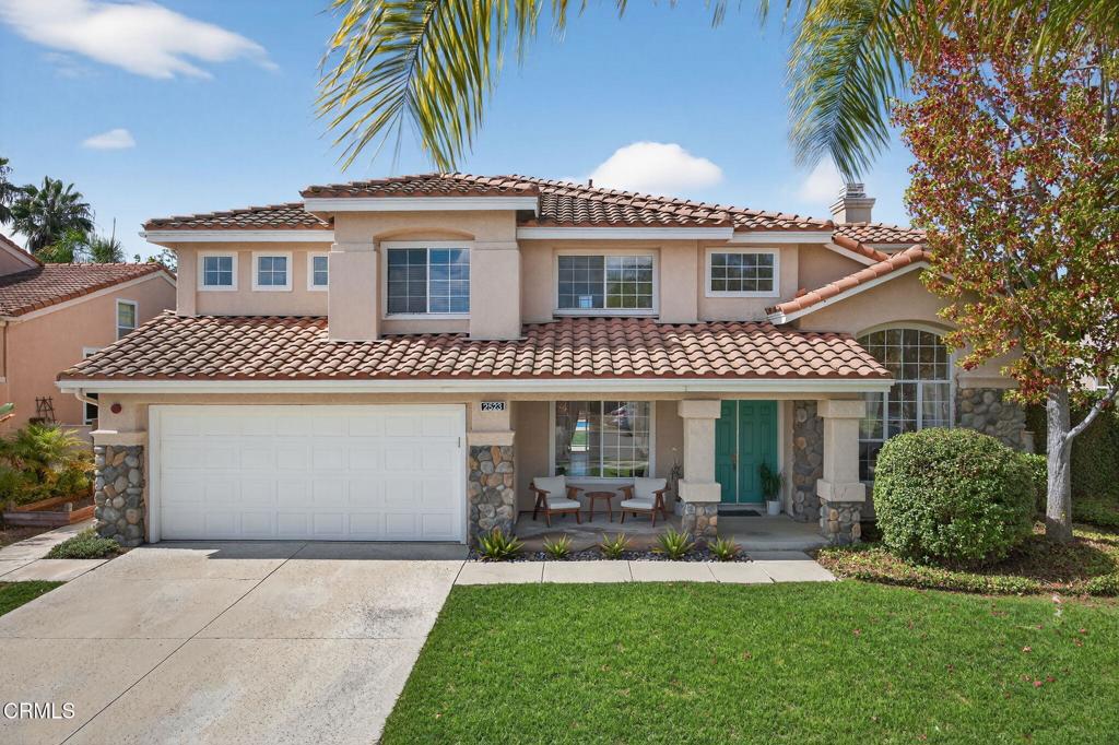Welcome to this Gorgeous 3-bedroom, 2.5-bath family home with 3 car garage, nestled on a peaceful cul-de-sac. The spacious bonus room area can easily be converted into a 4th bedroom, offering flexibility for your needs. A large primary suite features a walk-in closet plus a second closet, and an extra-spacious ensuite bath. Enjoy a renovated kitchen, newer travertine tile floors downstairs, and plush carpet upstairs. Step outside to a sparkling blue pool and jacuzzi surrounded by an expansive and private backyard with a patio and built-in deck--perfect for entertaining. Just one block from a scenic park with walking paths and a playground, and only 10 minutes from the beach as well as Ventura and Channel Islands Harbors.
