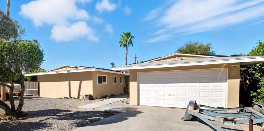 This single family residence is perfect if you are looking for a home with 2 master suites. This mid-century home has been remodeled with plenty of living space for family and friends. With many upgraded features, you will just need to bring your personal touches to make this your dream home. It has dual pane windows, crown molding throughout, walk in showers, a farm kitchen with granite countertops , wine cooler, and did I mention SOLAR. Yes, solar is leased and assumable. A desired feature for saving on electricity. This charming home also features an outdoor entertainers dream with a built in BBQ kitchen, fridge, beer tap, TV and built in speakers in awning for complete sound coverage. Outdoor ceiling fan, and patio heaters for those cool fall and winter evenings outside enjoying the beautiful mountain views and desert sunsets. In addition, there is ample area for a pool. This is a must see to appreciate the beauty of the home. Please call today to make your appointment to view this gem. Located in the desired cathedral city cove just minutes away from downtown shops, restaurants and theater. Buyer advised to independently verify all information through inspections conducted either personally or professionally.