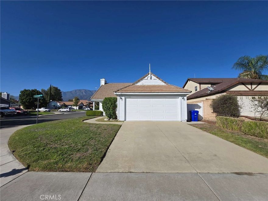 Cute single story home features four bedrooms one of the bedrooms has no closet off the living room has been turned into an office and two full bathrooms. Open floor plan with a living room and breakfast area off the kitchen. Kitchen is spacious and overlooks your backyard. Indoor laundry room and two car garage with direct access into the house. Fully landscaped front and back. Backyard features block walls, grass area. Great location sits on a corner lot and is walking distance to banking restaurants and grocery stores. Just freshly painted inside. Located in one of the most desirable school districts in Rancho Cucamonga. Easy access to 210 freeway.