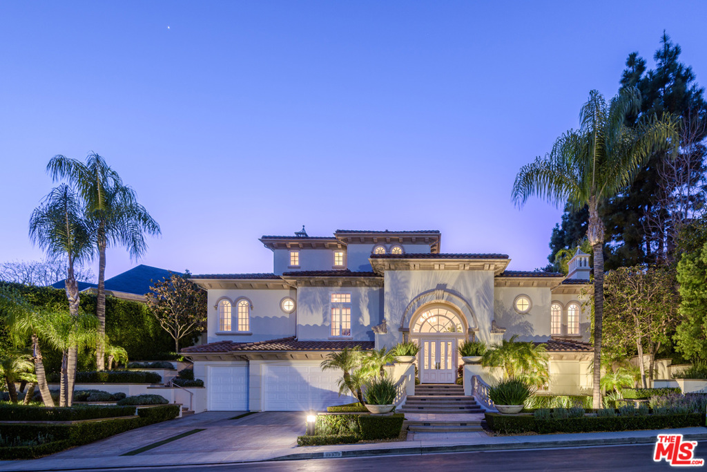 Situated in the highly esteemed enclave of Mulholland Estates behind the guarded gates, this stunning home boasts over 7,500 square feet of living space with 7 bedrooms and 10 bathrooms. The beautiful combination of modernity and traditional craftsmanship is realized upon the moment of entry. Equipped with top of the line amenities, appliances, and custom materials, the kitchen flows seamlessly into the sleek and spacious living room. Additionally, the home has several dinning areas, a great room, bonus rooms and an office. The master with ample lounge space and direct access to the private balcony is complete with a large bathroom and walk in closets. This property provides expansive outdoor living space that is private and secluded making the perfect place for entertaining as well as complete relaxation. The tiered backyard hosts a vibrant aqua pool with a water feature, spa, fireplace and BBQ with vast city sweeping city views in the backdrop.