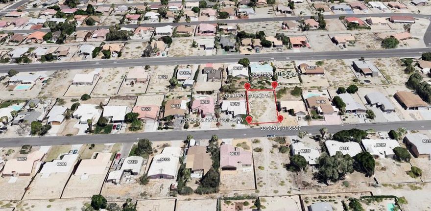 on't miss this fantastic opportunity with an 8,259 sq ft vacant lot on Santa Rosa Rd in Desert Hot Springs, CA 92240 (APN: 639-021-036), located adjacent to 66150 Santa Rosa Rd. This parcel sits in a desirable neighborhood surrounded by established single-family homes, offering a peaceful residential setting with paved street access and nearby utilities. Conveniently positioned between Mission Lakes Blvd and Pierson Blvd, the property is just minutes from local shopping, dining, schools, and the popular Mission Lakes Country Club. With its spacious dimensions, mountain views, and excellent location, this lot is a prime choice for buyers looking to invest in the vibrant Desert Hot Springs community. ****No soils reports, surveys, etc., have been done. Buyer and buyer's agent to verify all information with the city or county for allowable uses and requirements  and rely on their own investigations. **Buyer responsible for checking zoning, utilities, permits and exact property boundaries. ****
