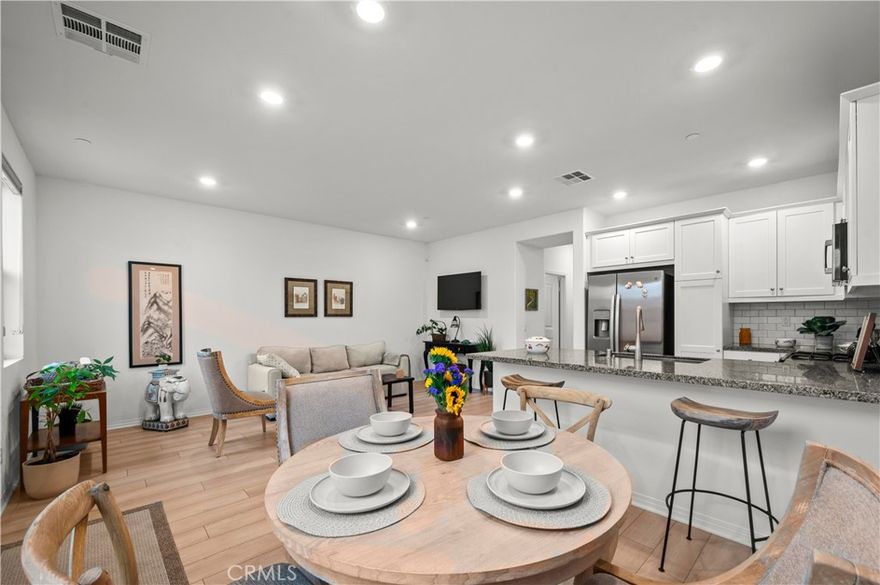 This turn-key Lennar home in the Gabion Ranch community of Fontana presents an ideal opportunity for your buyers and is priced to sell quickly.
The residence features a bright, open living area with laminate flooring and Berber carpet. The spacious kitchen is equipped with stainless steel appliances, quartz countertops, and ample counter space and shelving.
The expansive primary suite includes an extra-spacious bathroom. Throughout the home, all closets, have built-in's including the primary suite's, have been updated with modern shelving for optimal organization. Convenience is further enhanced by a spacious upstairs laundry room, which also includes shelving.
The home boasts several recent updates, including a tankless water heater, solar power, and newer plumbing. Additionally, it offers privacy while providing easy access to community amenities such as 3 swimming pools, BBQ area, and dog park.This property is move-in ready.