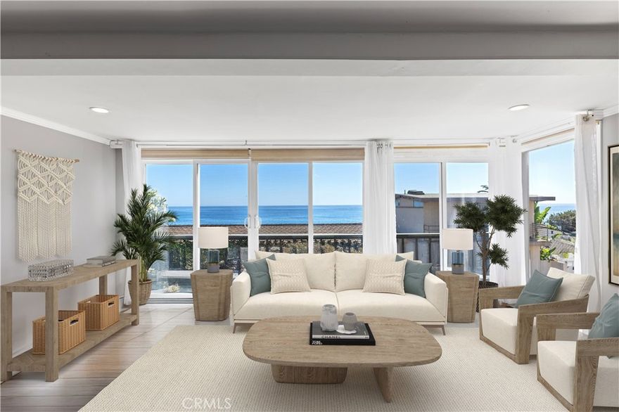 Moments from the sands of Victoria Beach in South Laguna, this four-bedroom, three-bath property features a main home and a detached cottage, offering exceptional versatility in a coveted coastal setting. Positioned near one of Laguna’s most iconic stretches of shoreline, it combines breathtaking surroundings with the flexibility to accommodate a variety of lifestyles.



The top level of the main home showcases expansive windows and a private balcony perfectly positioned to capture sweeping views of the Pacific and Catalina Island. With two bedrooms, one bath, and a fireplace, this light-filled retreat is designed to fully embrace its stunning coastal setting. The lower level includes one bedroom, one bath, and a loft, while the detached cottage offers another bedroom and bath, complete with a private stone patio and deck for a secluded escape.



Complete with full kitchens and living areas, the three independent living spaces are thoughtfully designed to accommodate relatives, guests, or rental opportunities, offering privacy and flexibility for a variety of needs. Throughout the spaces, open-beam ceilings add character and warmth, while two single-car garages provide convenience and valuable parking.



This unique configuration presents a rare opportunity to reimagine the property as a spacious single-family residence, create a multi-generational retreat, or enjoy the penthouse level as your private coastal haven while generating income from the other two spaces.



Just a short distance from the Montage Resort, popular restaurants, and Laguna’s vibrant galleries and boutiques, this home offers the chance to live the iconic Victoria Beach lifestyle—whether as a primary residence, a family getaway, or a unique blend of personal use and investment potential.