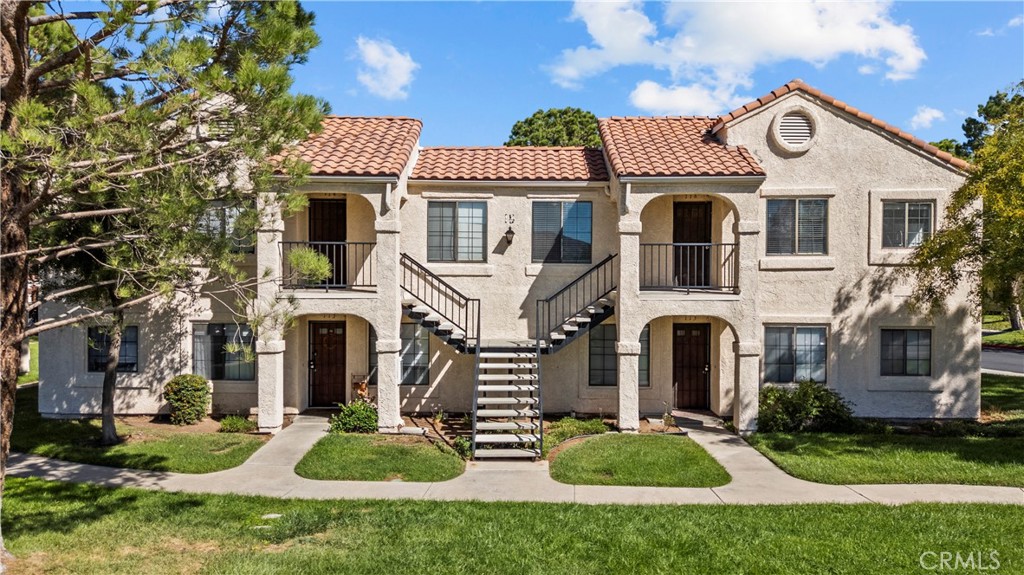 Spacious Upper-Floor Condo with Dual Primary Suites in a Gated Community of Monte Vista. Welcome home to this beautifully maintained upper-floor unit featuring two primary bedrooms, offering comfort and flexibility. Freshly painted throughout, the home boasts a large open living and dining area, granite countertops in the kitchen, upgraded kitchen cabinets, newer carpet in the living area and bedrooms, and laminate flooring in the dining area. Enjoy the convenience of in-unit laundry hookups (NEW stackable washer and dryer included), ample storage, covered parking, and a spacious private patio perfect for relaxing or entertaining. Located within a secure, gated community, residents can take advantage of two sparkling pools, two hot tubs, a dog walk area, laundry facilities, and 24-hour security gates. Ideally situated near major freeways, shopping, dining, and public transportation, this home offers both comfort and convenience in one great package.
