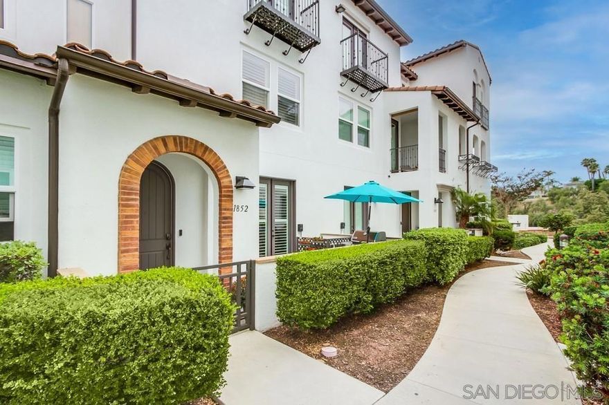 Welcome to your dream home in the exclusive La Costa Collection of South Carlsbad! This stunning townhome offers the perfect blend of modern luxury & practical living. Step inside to discover the versatility of the first floor, featuring an optional bedroom, ideal for a home office or personal gym space. On the second floor, embrace the open floor plan designed for modern living. The spacious chef’s kitchen is a culinary delight, showcasing a large island with quartz countertops, ample cabinet space with convenient pull-out shelving, & state-of-the-art stainless steel appliances. The adjacent dining area & living room, complemented by a half bath, create an inviting atmosphere for entertaining guests. Ascend to the third floor, where all three bedrooms are thoughtfully positioned, including the luxurious primary suite. Enjoy the privacy of your en-suite bathroom, the convenience of a walk-in closet, & the serenity of a private balcony. The home also features PAID SOLAR, designer lighting, shutters, custom closet organizers in all bedrooms, central heating & A/C, in-unit laundry, & paid-off solar. The attached 2-car garage offers custom SafeRack overhead storage. Outside, the front porch patio offers a perfect setting for relaxing or enjoying BBQs with family & friends. The resort-style community features a pool, BBQ area, & lush green spaces. Located within walking distance to Plaza Paseo Real’s dining & entertainment, Carlsbad library, shopping, & top-rated schools. Additionally, you’ll be just minutes from beautiful beaches, golf courses, parks, & hiking.  Welcome to your dream home in the exclusive La Costa Collection of South Carlsbad! This stunning three-story, solar powered townhome offers the perfect blend of modern luxury & practical living. Step inside to discover the versatility of the first floor, featuring an optional bedroom, ideal for a home office or personal gym space. On the second floor, embrace the open floor plan designed for modern living. The spacious chef’s kitchen is a culinary delight, showcasing a large island with quartz countertops, ample cabinet space with convenient pull-out shelving, & state-of-the-art stainless steel appliances. The adjacent dining area & living room, complemented by a half bath, create an inviting atmosphere for entertaining guests. Ascend to the third floor, where all three bedrooms are thoughtfully positioned, including the luxurious primary suite. Enjoy the privacy of your en-suite bathroom, the convenience of a walk-in closet, & the serenity of a private balcony. The home also features designer lighting, shutters, custom closet organizers in all bedrooms, central heating & A/C, in-unit laundry, & paid-off solar. The attached 2-car garage offers custom SafeRack overhead storage. Outside, the front porch patio offers a perfect setting for relaxing or enjoying BBQs with family & friends. The resort-style community features a pool, BBQ area, & lush green spaces. Located within walking distance to Plaza Paseo Real’s dining & entertainment, Carlsbad library, shopping, & top-rated schools. Additionally, you’ll be just minutes from beautiful beaches, golf courses, parks, & hiking.