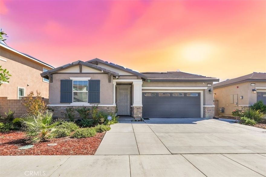 Modern and move-in ready home located in one of Perris’s  newer communities. This single-story home offers a bright open floor plan with high ceilings and sleek finishes throughout.



Spacious open layout, which features white shaker cabinets, quartz countertops, a large island, stainless steel appliances, and matte black fixtures. The open layout is perfect for entertaining or relaxing with family, with plenty of natural light filling the space.



Unlike most new construction homes, this one already comes with a fully finished backyard that includes concrete throughout. You’ll save thousands on landscaping costs and have an outdoor space ready for gatherings, barbecues, or your personal touch.



Additional highlights include:



Paid-off solar system



Upgraded flooring and recessed lighting



Low-maintenance front and backyard



Backsplash



Located near schools, parks, shopping centers, and major freeways, this home offers comfort, convenience, and value without the wait or added costs of new construction.