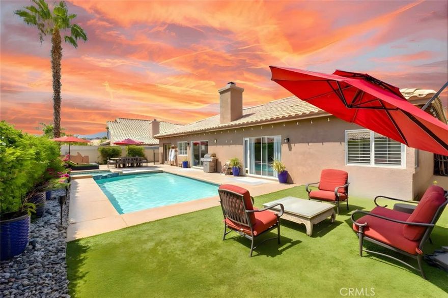 Welcome to Casa Milan Oasis, a beautifully remodeled single-level home in the desirable Bella Vista community of La Quinta. Featuring 3 bedrooms, 2 bathrooms, and over 2,000 sq. ft. of living space, this residence blends modern upgrades with classic desert charm. Enjoy a private pool and spa with mountain views, a chef’s kitchen with quartz counters and island, and spacious living areas designed for comfort.



Located just minutes from Indian Wells Golf Course and Drive, the home offers convenient access to world-class golf, dining, and shopping.



Step through double entry doors into an open-concept great room with soaring ceilings, recessed lighting, and a welcoming living area. The remodeled kitchen boasts a large island, quartz countertops, modern appliances, and both a breakfast bar and formal dining area.



The Primary Suite offers a walk-in closet, soaking tub, separate shower, and dual vanity. Two additional bedrooms provide flexibility for family, guests, or office use. Sleeping arrangements include a King bed, a Queen bed, and two Twin beds that can be combined to form an additional King if preferred.



Outdoors, enjoy a landscaped backyard with a sparkling pool and spa — perfect for relaxing or entertaining — all framed by stunning desert mountain views. A covered patio, spacious lawn, and two bikes available for guest use complete the oasis feel.



Security Deposit: A refundable security deposit is required and will be collected prior to your stay. Full details provided upon booking.

For long-term rentals, a California lease must be signed, and each rental includes utility caps for electricity, water, and gas.

Pets: Pets are subject to approval. Pet cleaning fees apply, no pets greater than 25lbs and no cats allowed.