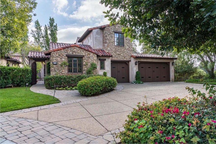 Welcome to 18596 Corte Fresco in Rancho Santa Fe, where luxury meets picturesque charm! This stunning 4-bedroom, 5 1/2-bathroom home offers 3,797 square feet of beautifully crafted living space, perfectly positioned on an 14,178 square foot lot. Enjoy sweeping views of a lush golf course, a tranquil lake, and a charming vineyard from one of the area's most coveted location inside The Bridges of Rancho Santa Fe. Discover an open and airy layout that effortlessly combines sophistication with comfort. The gourmet kitchen is a culinary masterpiece, equipped with top-of-the-line appliances and plenty of space to whip up anything from a simple snack to a gourmet feast. The living spaces are filled with natural light, making them perfect for entertaining or enjoying some quiet time. Each bedroom is designed as a private retreat, offering ample space and comfort. The primary suite is a true escape, offering a peaceful haven with all the amenities you could desire. Step outside to your own private paradise, where the stunning views provide the perfect backdrop for outdoor dining or simply soaking in the beauty around you. This home isn't just a place to live-it's a lifestyle. Ready to make it yours? Come see it today!