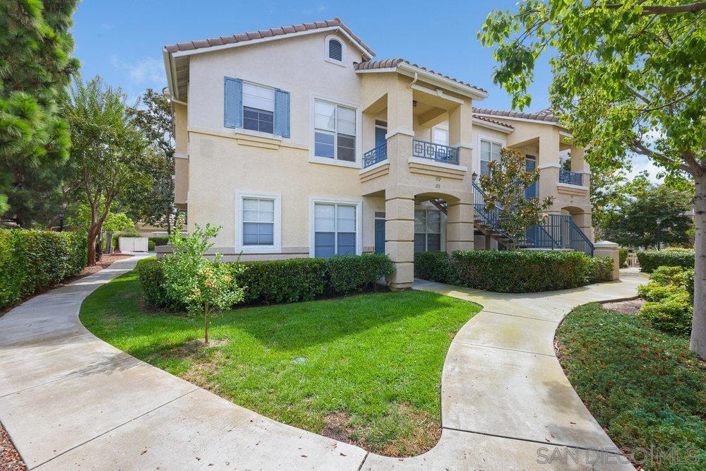 Spectacular upper level, 944 square foot, 2 bed/2 bath, END-UNIT. Perfectly located FAR FROM BUSY EL CAMINO REAL road noise. Lovingly RENOVATED in 2024. Huge sliding glass door window opens to large private outdoor balcony, maximizing indoor/outdoor living. The primary bathroom enjoys dual vanities and a enclosed walk-in shower. Also, the home comes with a newer full-size washer and dryer, as well as kitchen appliances. This beautiful Camino Villas home is situated just a quick stroll to the private swimming pool, spa, tennis court, and gym. Home owners get one dedicated covered parking spot, as well as a second parking spot within the community. Also, there is a good amount of guest parking. Camino Villas is a lovely community that is centrally located in Carmel Valley, just a few minutes walk to the wonderful restaurants and shopping (One Paseo and Del Mar Highlands Town Center), the public library, award-winning schools, parks, and a walking trail. Also, the world famous beaches of Del Mar are less than 2 miles away!